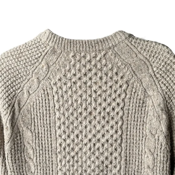 Madewell Cable Knit Fisherman's Sweater, Wool/Alpaca Blend in Barley, Men’s L - Picture 7 of 10
